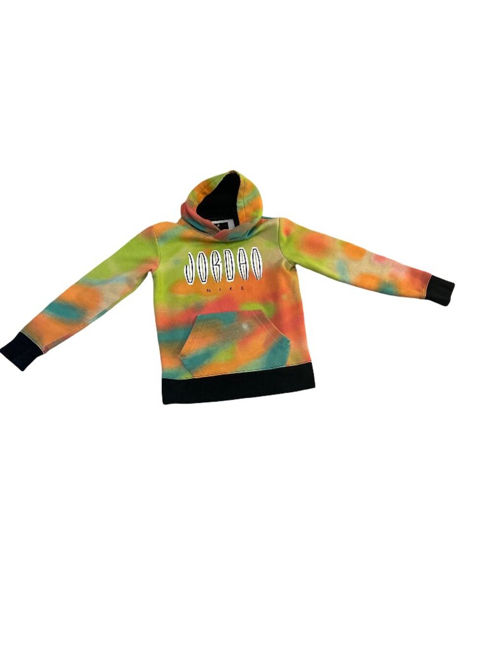 Nike Air Jordan Tie Dye Hoodie Youth Boys M 10-12 Multicolor Neon Green Pullover